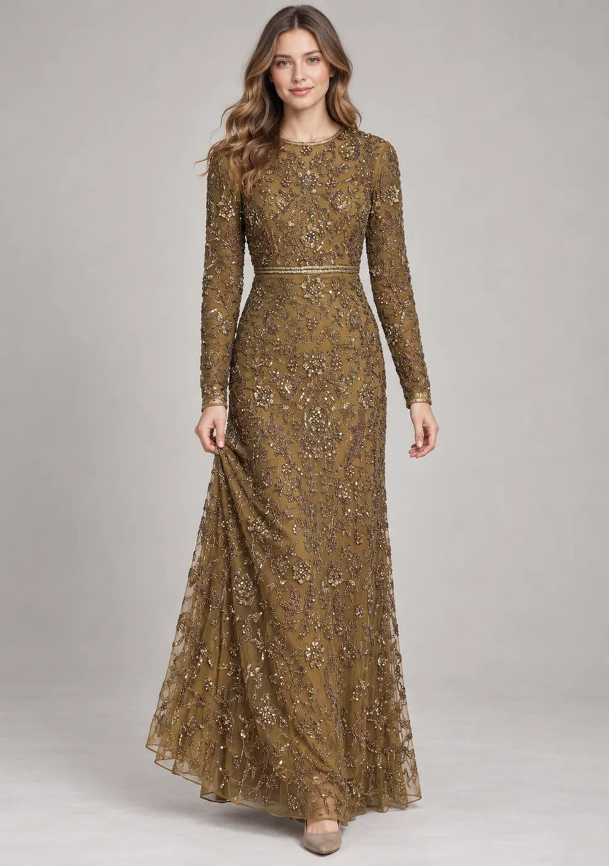 ibBan Women’s Party Long Dress with Hand Embroider -Zubania