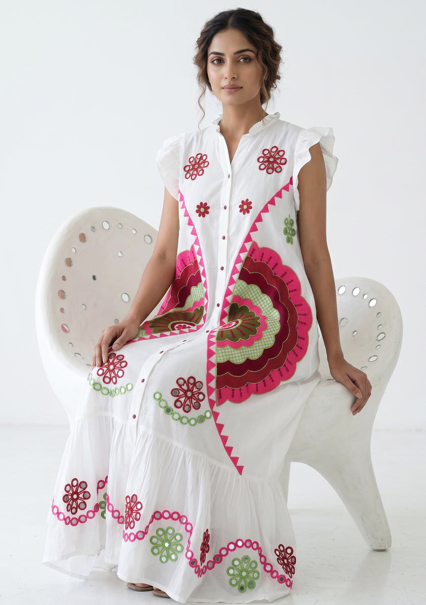 Vestido largo de algodón para mujer - Zaara