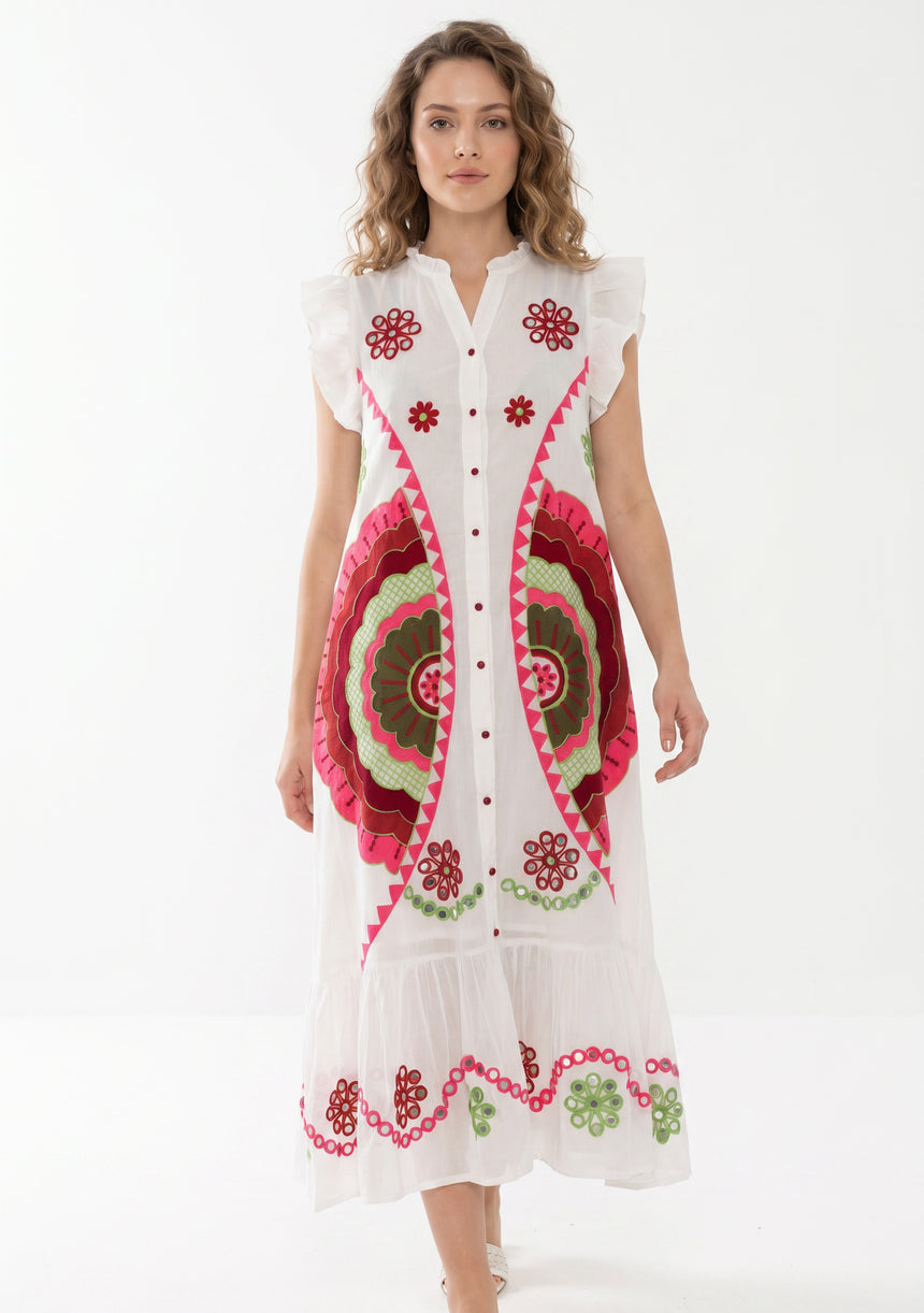 Vestido largo de algodón para mujer - Zaara