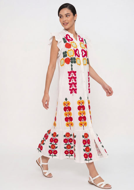 Vestido largo de algodón para mujer - Zaara