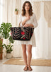 Women's Embroidered Canvas Handbag - Tona