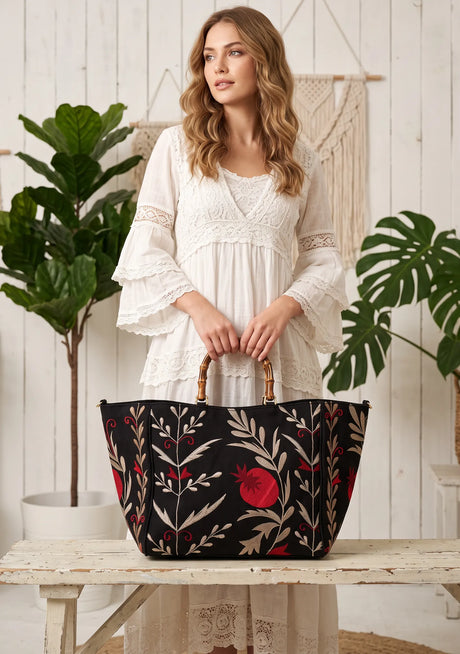 Sac à main en toile brodée pour femme - Tona