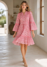 Women's Cotton Mini Dress V-Neck - Hazal