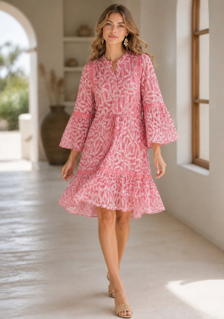 Minivestido de algodón con cuello en V para mujer - Hazal