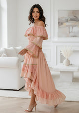 Vestido maxi de algodón bordado a mano de manga larga para mujer - Umida