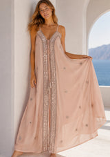 ibBan Robe en Coton Premium à Bretelles et Broderies à la Main - Robe à Bretelles Fokta