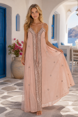 ibBan Robe en Coton Premium à Bretelles et Broderies à la Main - Robe à Bretelles Fokta