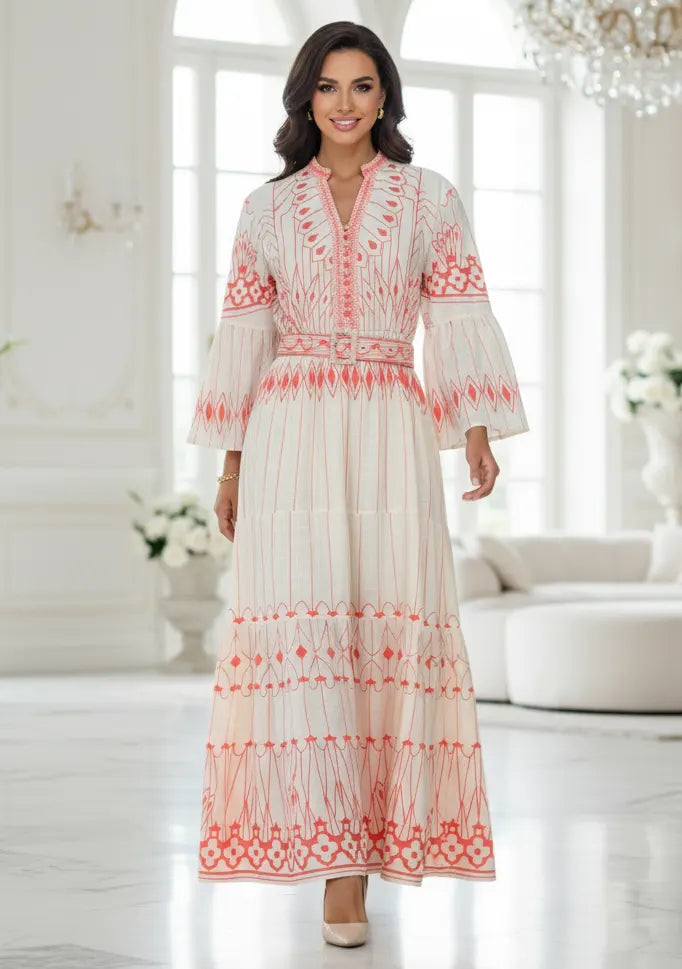 ibBan Cotton Long Tunic Dress with Hand Embroidery - Meerab Long Tunic