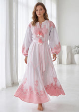 Vestido largo de algodón de cuello redondo para mujer - Naisha
