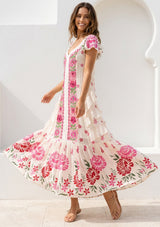 ibBan Hand Embroidered Floral Cotton Maxi Dress -Saira Maxi Dress