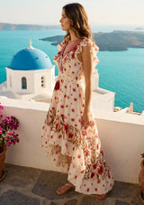 Women's Hand Embroidered Cotton Maxi Dress V-Neck - Jelisha
