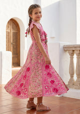 Girls' Shimmer Cotton dress  Round Tie-Up Neck - Seliza