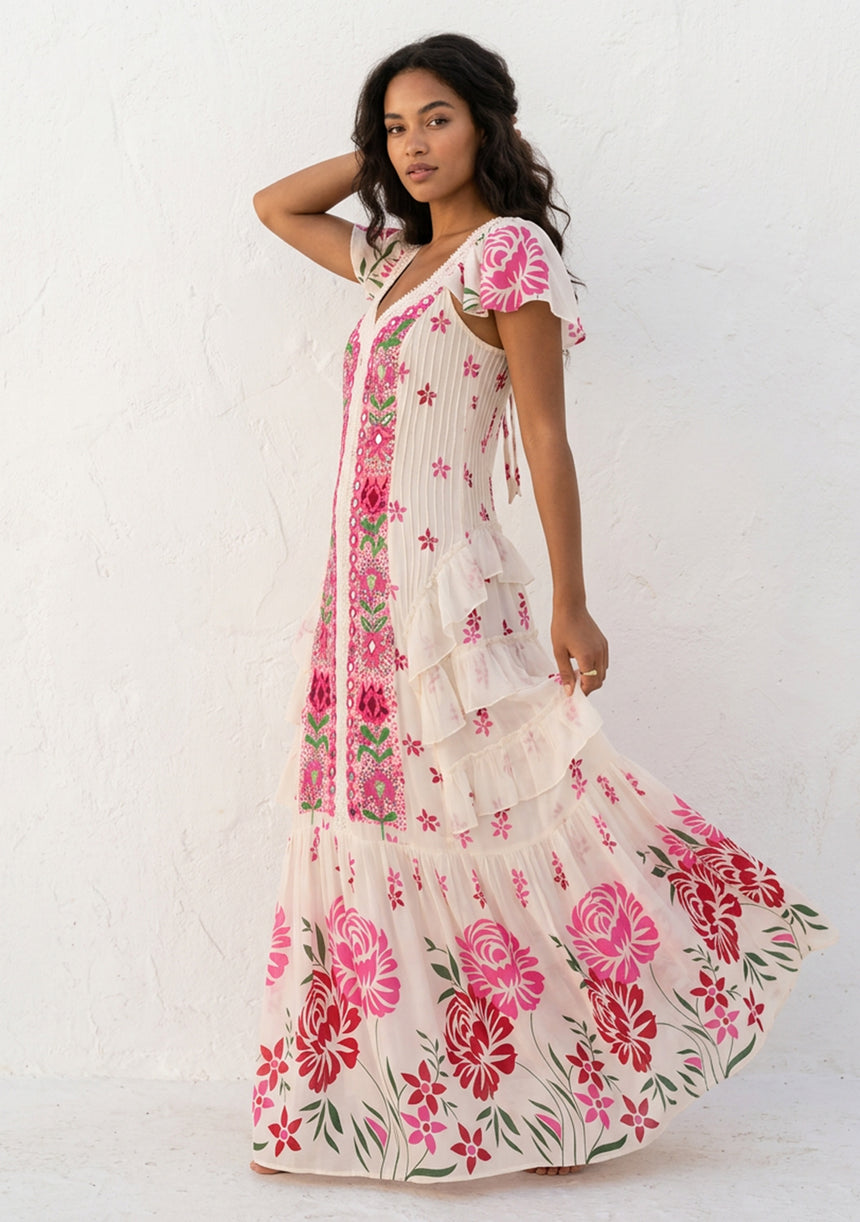 ibBan Hand Embroidered Floral Cotton Maxi Dress -Saira Maxi Dress