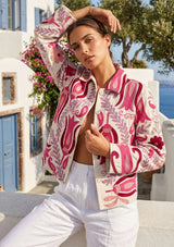 Women's Artisan Hand Embroidery Cotton Canvas Jacket - Vesana