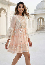 ibBan Hand Embroidered Cotton Short Tunic Dress -Mehak Short  Tunic
