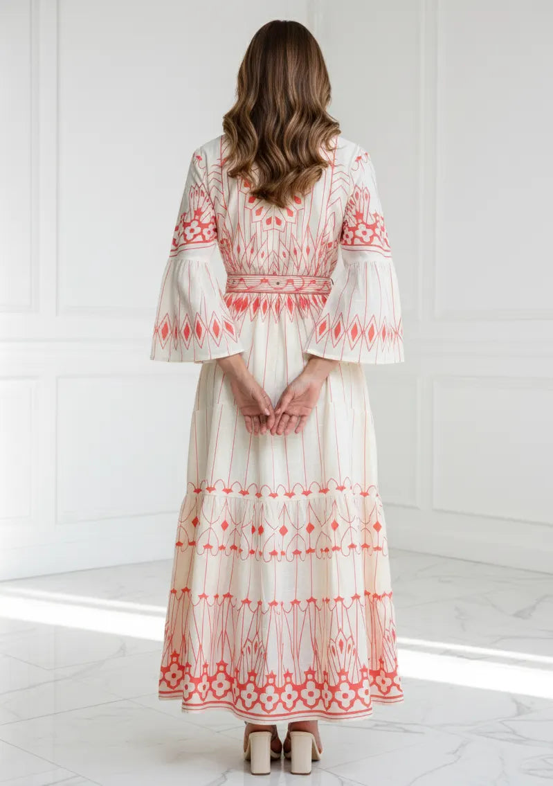 ibBan Cotton Long Tunic Dress with Hand Embroidery - Meerab Long Tunic