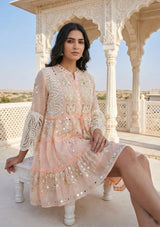 ibBan Hand Embroidered Cotton Short Tunic Dress -Mehak Short  Tunic