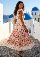 Women's Hand Embroidered Cotton Maxi Dress V-Neck - Jelisha