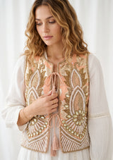 ibBan Hand Embroidered Vest | Luxury Beaded Sleeveless Vest - Vidha