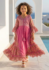 Girls' Shimmer Cotton dress V-Neck - Marina