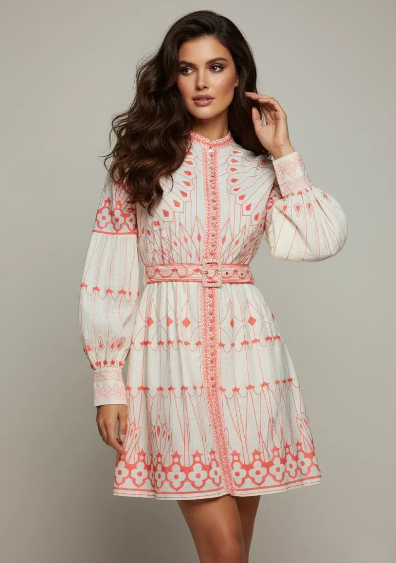 ibBan Cotton Short Dress with Hand Embroidery - Meerab Short Dress