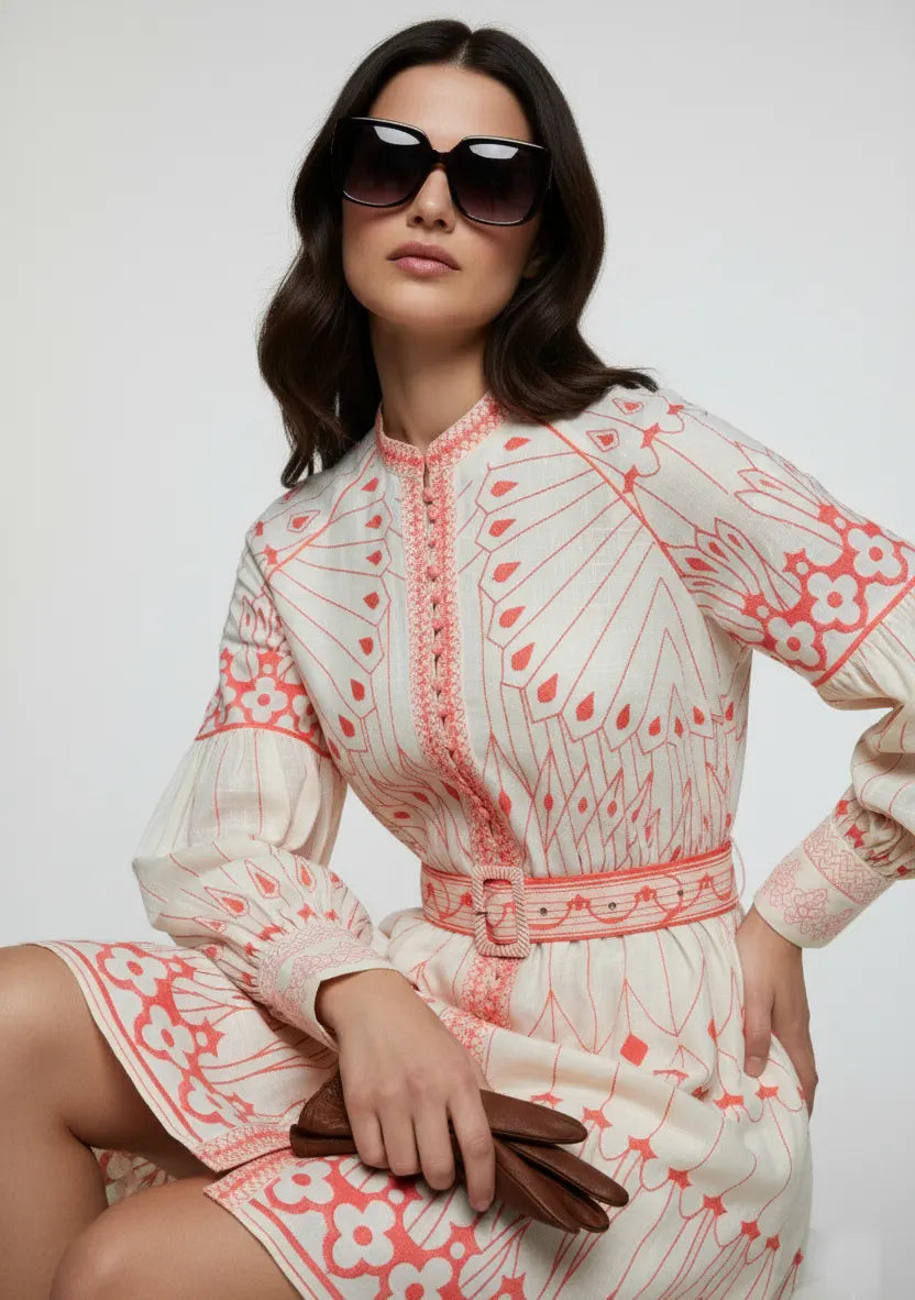 ibBan Cotton Short Dress with Hand Embroidery - Meerab Short Dress