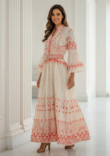 ibBan Cotton Long Tunic Dress with Hand Embroidery - Meerab Long Tunic