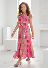 Girls' Shimmer Cotton dress  Round Tie-Up Neck - Seliza