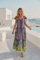 Vestido largo de algodón con cuello en V para mujer - Sanura