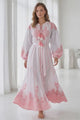 Vestido largo de algodón de cuello redondo para mujer - Naisha