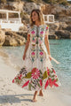 Vestido largo de algodón con cuello redondo para mujer - Barika