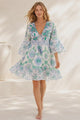 Minivestido de algodón con cuello en V para mujer - Kiran