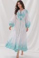 Vestido largo de algodón de cuello redondo para mujer - Naisha
