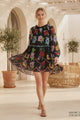 Vestido Mini de Georgette Cuello Redondo para Mujer - Arika