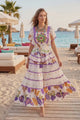 Maxivestido de algodón con cuello en V para mujer - Funami