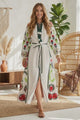 Vestido largo de algodón con cuello redondo para mujer - Ambir