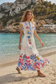Vestido largo de algodón con cuello redondo para mujer - Barika