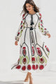 Vestido largo de algodón con cuello redondo para mujer - Raso