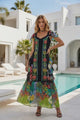 Vestido largo de algodón con cuello en V para mujer - Sanura