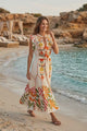 Vestido largo de algodón con cuello redondo para mujer - Barika