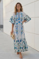 ibBan Blue Floral Hand Embroidered Cotton Long Dress - Imaani Long Dress