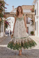 Maxivestido de algodón con cuello redondo para mujer - Sola