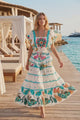 Maxivestido de algodón con cuello en V para mujer - Funami