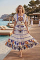 Maxivestido de algodón con cuello en V para mujer - Funami
