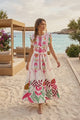 Vestido largo de algodón con cuello redondo para mujer - Barika