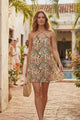 Floral Hand Embroidered Mini Dress for Women - Floral