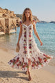 Vestido Maxi de Algodón con Cuello Drapeado para Mujer - Naira