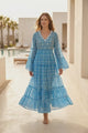 Vestido largo de lino con cuello en V para mujer - Jumbiya