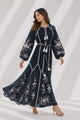Vestido largo de algodón con cuello redondo para mujer - Bisma
