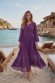 Vestido maxi de algodón con cuello redondo para mujer - Aanshi